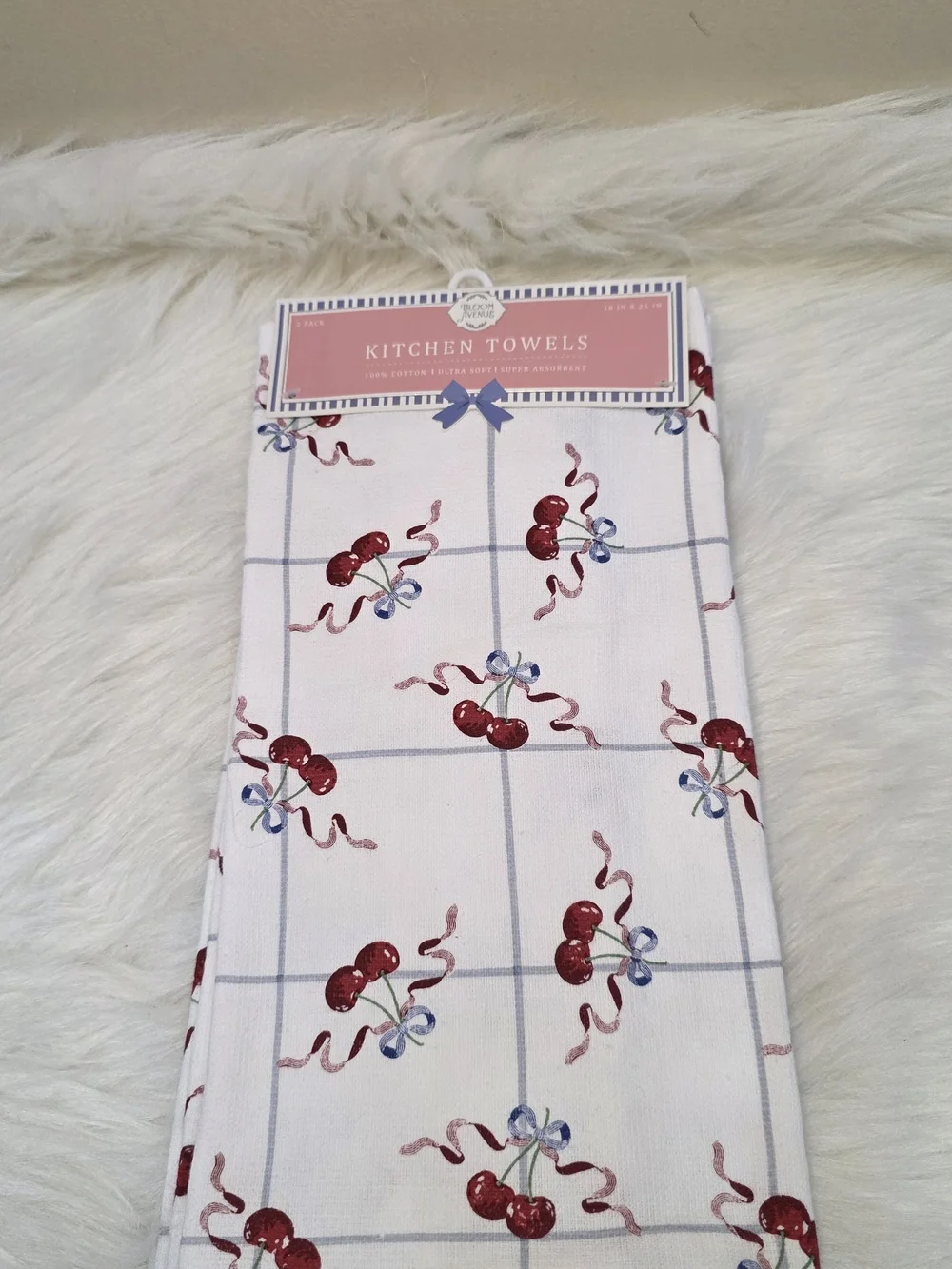 Kitchen Towels with Red Cherry Print